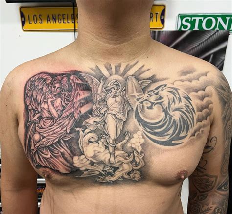 guardian angel chest tattoo